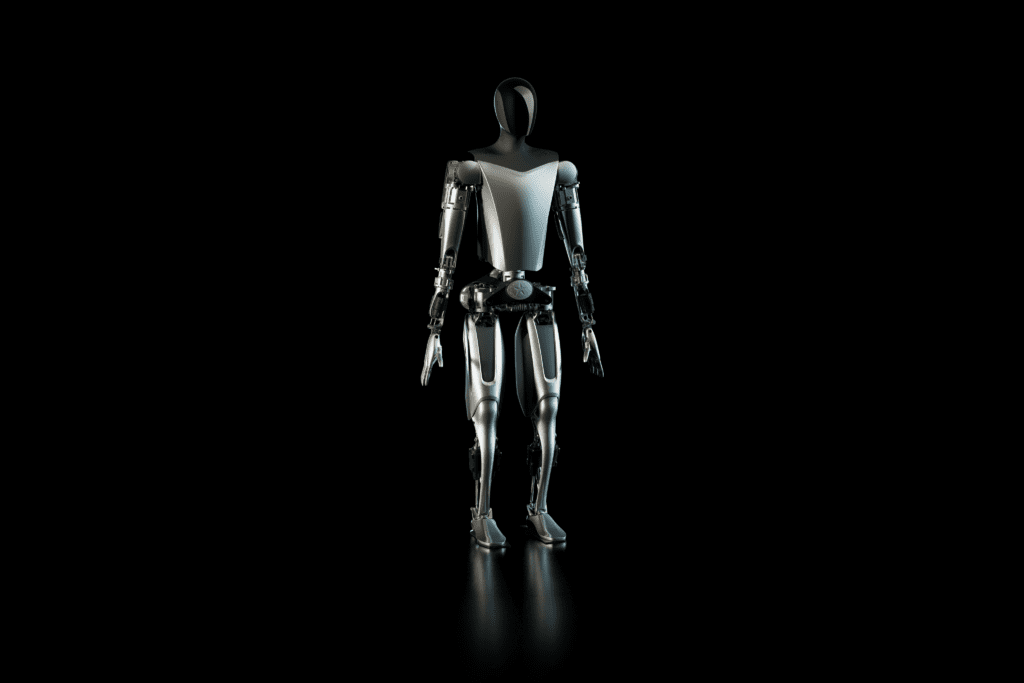 Tesla humanoid robot prototype i sort rum