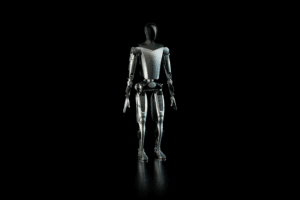 Tesla humanoid robot prototype i sort rum