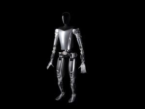 Futuristisk robot med avanceret design på sort baggrund