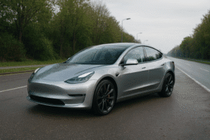 Tesla Model 3 på vej i naturen