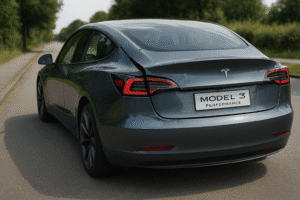 Tesla Model 3 Performance parkeret på landevej
