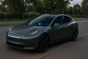 Tesla Model 3 parkeret ved vejkant